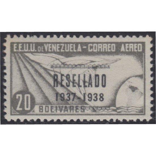 Venezuela A- 78 1938 Timbres de 1937 Resellado Avión MH Venezuela A- 78 1938 Timbres de 1937 Resellado Avión MH