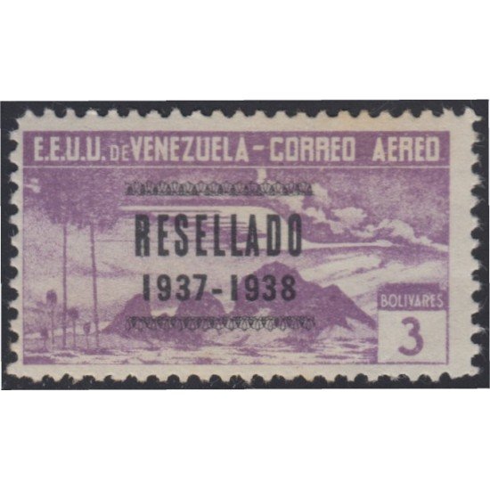 Venezuela A- 76 1938 Timbres de 1937 Resellado Avión MH Venezuela A- 76 1938 Timbres de 1937 Resellado Avión MH