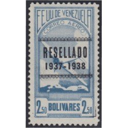 Venezuela A- 75 1938 Timbres de 1937 Resellado Avión MH Venezuela A- 75 1938 Timbres de 1937 Resellado Avión MH