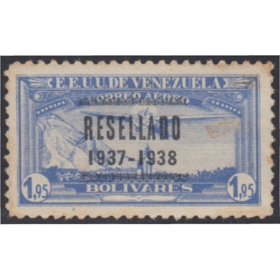 Venezuela A- 73 1938 Timbres de 1937 Resellado Avión MH Venezuela A- 73 1938 Timbres de 1937 Resellado Avión MH