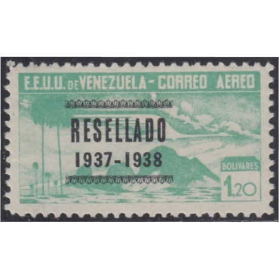 Venezuela A- 71 1938 Timbres de 1937 Resellado Avión MH Venezuela A- 71 1938 Timbres de 1937 Resellado Avión MH