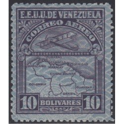 Venezuela A- 39 1932 Inauguración de la red interna de Aéropostal Avioneta y mapa de Venezuela en papel de seguridad MH Venezuela A- 39 1932 Inauguración de la red interna de Aéropostal Avioneta y mapa de Venezuela en papel de seguridad MH