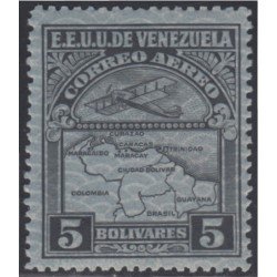 Venezuela A- 37 1932 Inauguración de la red interna de Aéropostal Avioneta y mapa de Venezuela en papel de seguridad MH Venezuela A- 37 1932 Inauguración de la red interna de Aéropostal Avioneta y mapa de Venezuela en papel de seguridad MH
