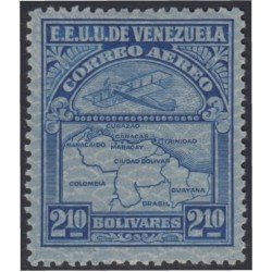 Venezuela A- 31 1932 Inauguración de la red interna de Aéropostal Avioneta y mapa de Venezuela en papel de seguridad MH Venezuela A- 31 1932 Inauguración de la red interna de Aéropostal Avioneta y mapa de Venezuela en papel de seguridad MH