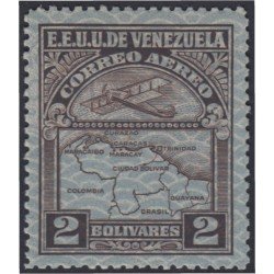 Venezuela A- 30 1932 Inauguración de la red interna de Aéropostal Avioneta y mapa de Venezuela en papel de seguridad MH Venezuela A- 30 1932 Inauguración de la red interna de Aéropostal Avioneta y mapa de Venezuela en papel de seguridad MH