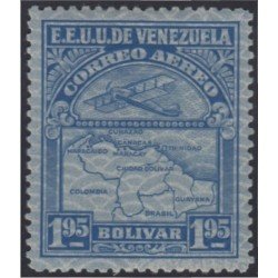Venezuela A- 29 1932 Inauguración de la red interna de Aéropostal Avioneta y mapa de Venezuela en papel de seguridad MH Venezuela A- 29 1932 Inauguración de la red interna de Aéropostal Avioneta y mapa de Venezuela en papel de seguridad MH