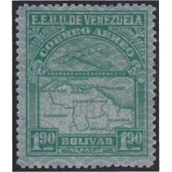 Venezuela A- 28 1932 Inauguración de la red interna de Aéropostal Avioneta y mapa de Venezuela en papel de seguridad MH Venezuela A- 28 1932 Inauguración de la red interna de Aéropostal Avioneta y mapa de Venezuela en papel de seguridad MH