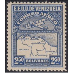 Venezuela A- 13 1930 Inauguración de la red interna de Aéropostal Avioneta y mapa de Venezuela MH Venezuela A- 13 1930 Inauguración de la red interna de Aéropostal Avioneta y mapa de Venezuela MH