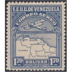 Venezuela A- 9 1930 Inauguración de la red interna de Aéropostal Avioneta y mapa de Venezuela MH Venezuela A- 9 1930 Inauguración de la red interna de Aéropostal Avioneta y mapa de Venezuela MH