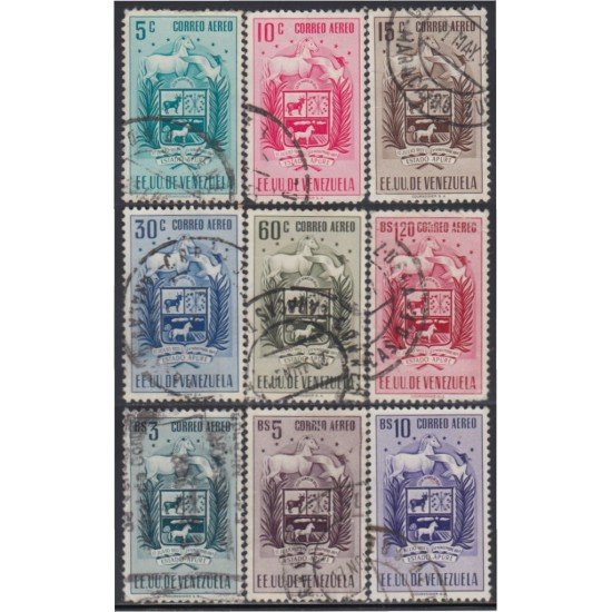 Venezuela A- 510/18 1953 Escudo del Estado de Apure usados Venezuela A- 510/18 1953 Escudo del Estado de Apure usados