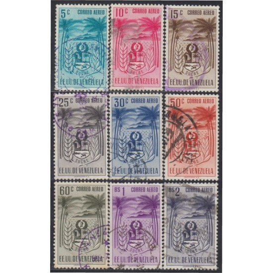 Venezuela A- 418/26 1952 Escudo del Estado de Sucre usados Venezuela A- 418/26 1952 Escudo del Estado de Sucre usados