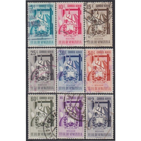 Venezuela  A- 382/90  1952 Escudo del Estado de Bolívar usados