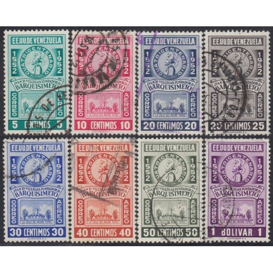 Venezuela A- 372/79 1952 4º Centenario de la Villa de Barquisimeto usados Venezuela A- 372/79 1952 4º Centenario de la Villa de Barquisimeto usados