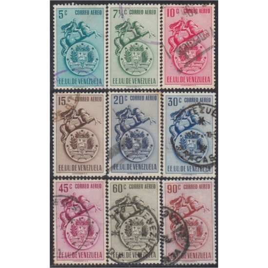 Venezuela A- 361A/67A 1951 Estatua de Bolívar Escudo de Venezuela usados Venezuela A- 361A/67A 1951 Estatua de Bolívar Escudo de Venezuela usados