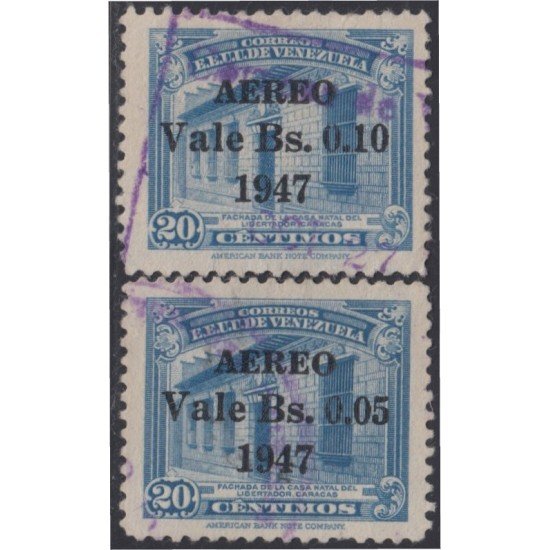 Venezuela A- 227/28 1947 Timbres de 1940/41 usados Venezuela A- 227/28 1947 Timbres de 1940/41 usados