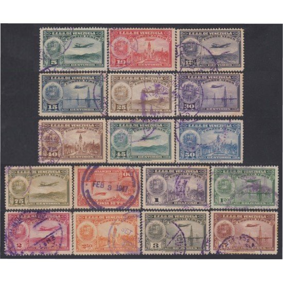 Venezuela A- 102/13A 1938/40 Timbres de 1938 Avión Airplane usados Venezuela A- 102/13A 1938/40 Timbres de 1938 Avión Airplane usados