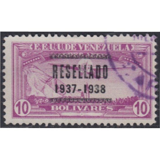 Venezuela A- 77 1938 Timbres de 1937 Resellado Avión usados Venezuela A- 77 1938 Timbres de 1937 Resellado Avión usados