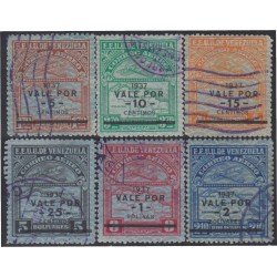 Venezuela A- 41/46 1937 Timbres de 1932 Avión usados Venezuela A- 41/46 1937 Timbres de 1932 Avión usados
