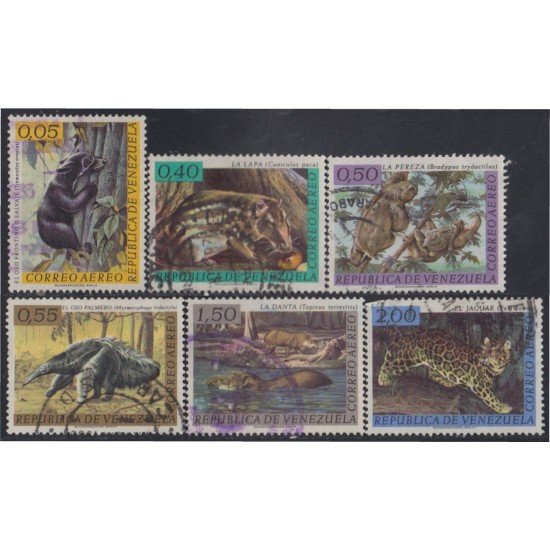 Venezuela A- 778/83 1963 Serie antigua Fauna Salvaje Oso La Lapa Jaguar usados Venezuela A- 778/83 1963 Serie antigua Fauna Salvaje Oso La Lapa Jaguar usados