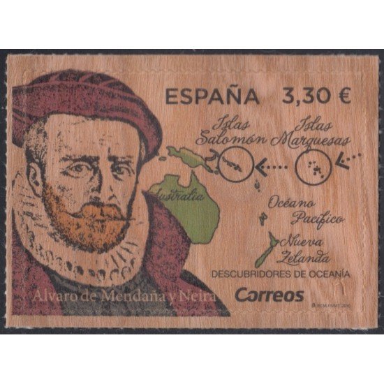 España Spain 5245 2018 Descubridores de oceanía Álvaro de Mendaña y Neira MNH