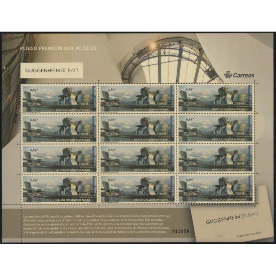 España Pliego Premium 58 2018 Museo Guggenheim de Bilbao MNH España Pliego Premium 58 2018 Museo Guggenheim de Bilbao MNH