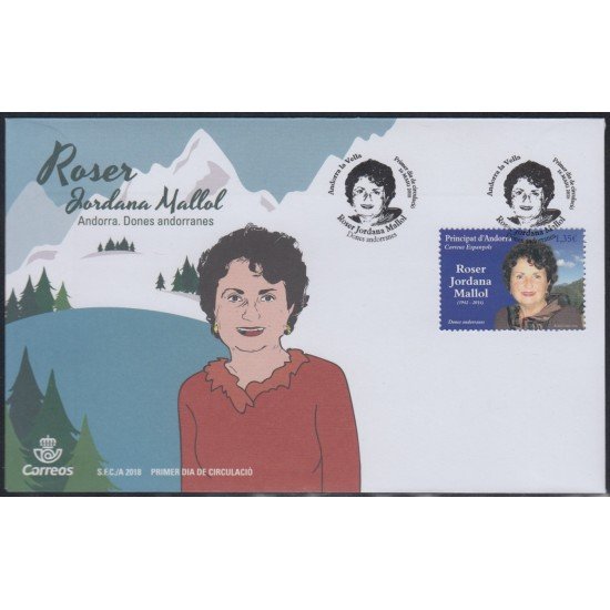 Andorra Española 469 2018 Roser Jordana Mallol SPD Sobre Primer día Andorra Española 469 2018 Roser Jordana Mallol SPD Sobre Primer día