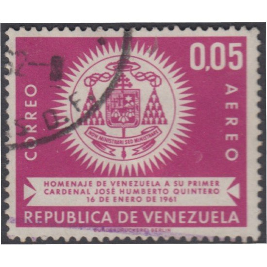 Venezuela A- 750 1962 Homenaje al Cardenal José Humberto Quintero usados Venezuela A- 750 1962 Homenaje al Cardenal José Humberto Quintero usados