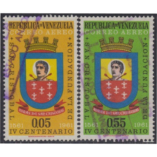 Venezuela A- 739/40 1961 IV Centenario de la Fundación San Cristóbal usados Venezuela A- 739/40 1961 IV Centenario de la Fundación San Cristóbal usados