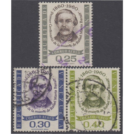 Venezuela A- 736/38 1961 Centenario de la muerte de Rafael María Baralt usados Venezuela A- 736/38 1961 Centenario de la muerte de Rafael María Baralt usados