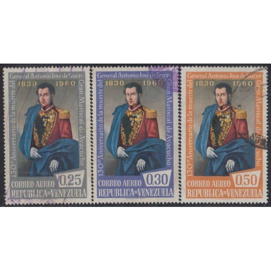 Venezuela A- 725/27 1960 Gral. Antonio José de Sucre usados Venezuela A- 725/27 1960 Gral. Antonio José de Sucre usados