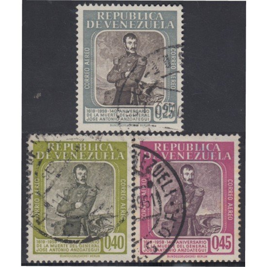 Venezuela  A- 722/24 1960 Gral. José Antonio Anzoátegui usados