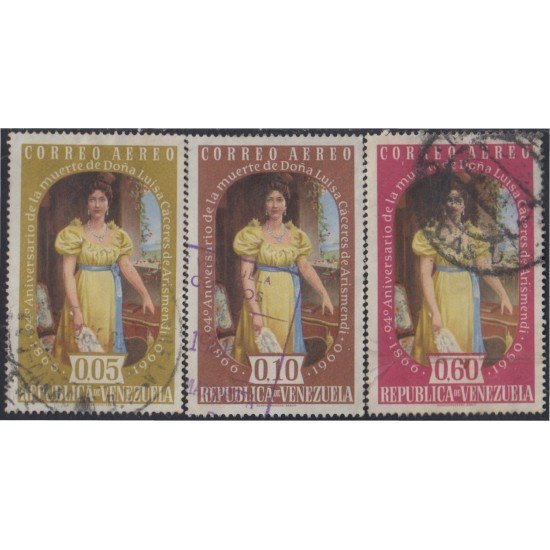 Venezuela A- 719/21 1960 Doña Luisa Cáceres Arismendi usados Venezuela A- 719/21 1960 Doña Luisa Cáceres Arismendi usados