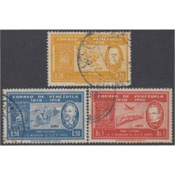 Venezuela A- 680/82 1959 Centenario del timbre usados Venezuela A- 680/82 1959 Centenario del timbre usados