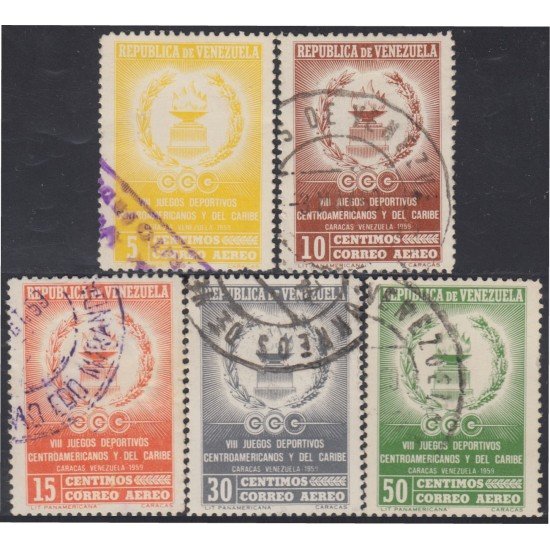 Venezuela A- 675/79 1959 8º Juegos deportivos de América Central y del Caribe usados Venezuela A- 675/79 1959 8º Juegos deportivos de América Central y del Caribe usados