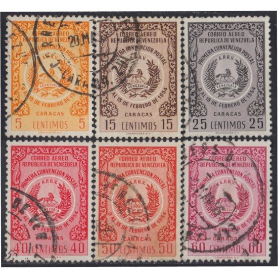 Venezuela A- 584/89 1955 Primera Convención Postal en Caracas usados Venezuela A- 584/89 1955 Primera Convención Postal en Caracas usados