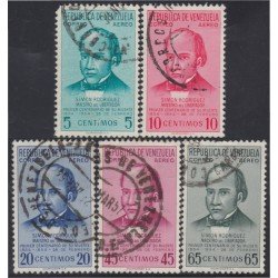 Venezuela A- 561/65 1954 Centenario de la muerte de Simón Rodríguez usados Venezuela A- 561/65 1954 Centenario de la muerte de Simón Rodríguez usados