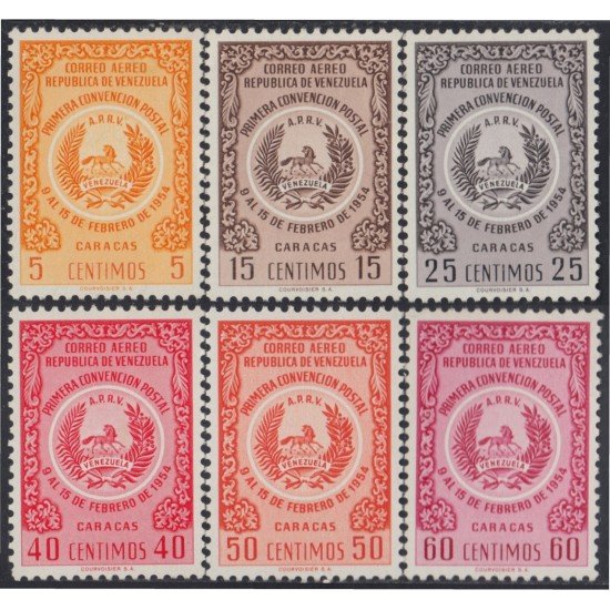 Venezuela A- 584/89 1955 Primera Convención Postal en Caracas MH Venezuela A- 584/89 1955 Primera Convención Postal en Caracas MH