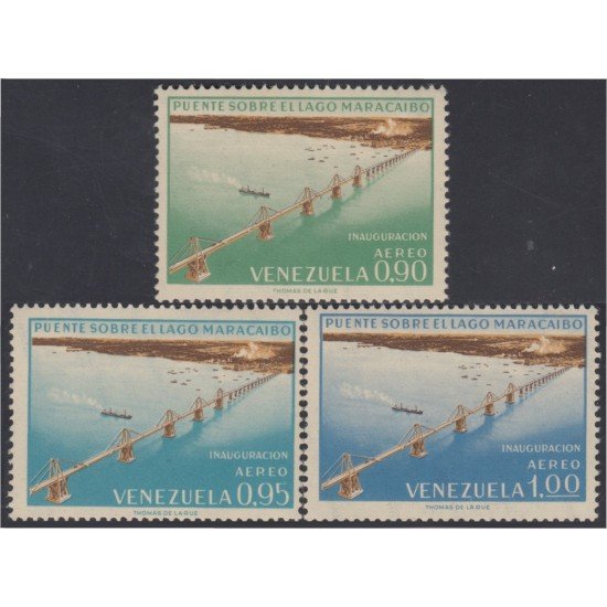 Venezuela  A- 790/92 1963 Inauguración Puente sobre el lago Maracaibo MNH