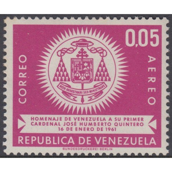 Venezuela A- 750 1962 Homenaje al Cardenal José Humberto Quintero MNH Venezuela A- 750 1962 Homenaje al Cardenal José Humberto Quintero MNH
