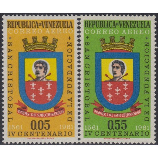 Venezuela A- 739/40 1961 IV Centenario de la Fundación San Cristóbal MNH Venezuela A- 739/40 1961 IV Centenario de la Fundación San Cristóbal MNH