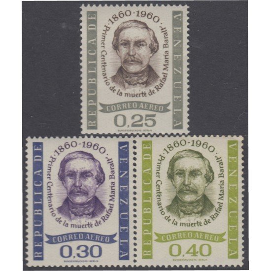 Venezuela A- 736/38 1961 Centenario de la muerte de Rafael María Baralt MNH Venezuela A- 736/38 1961 Centenario de la muerte de Rafael María Baralt MNH