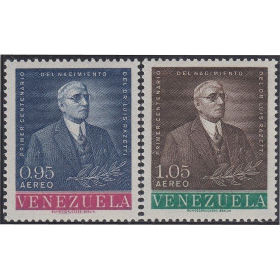 Venezuela  A- 796/97 1963 Centenario del nacimiento del Dr. Luis Razetti MH