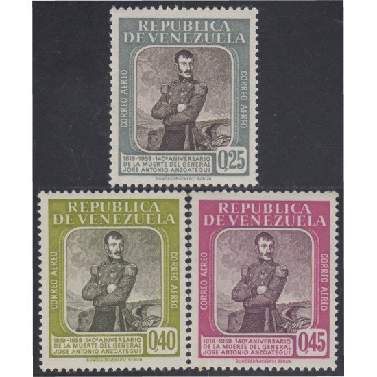 Venezuela A- 722/24 1960 Gral. José Antonio Anzoátegui MH Venezuela A- 722/24 1960 Gral. José Antonio Anzoátegui MH