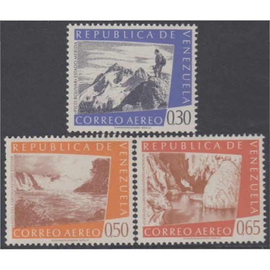 Venezuela A- 685A/86A 1960 Serie turística Salto Pico Cueva MH Venezuela A- 685A/86A 1960 Serie turística Salto Pico Cueva MH