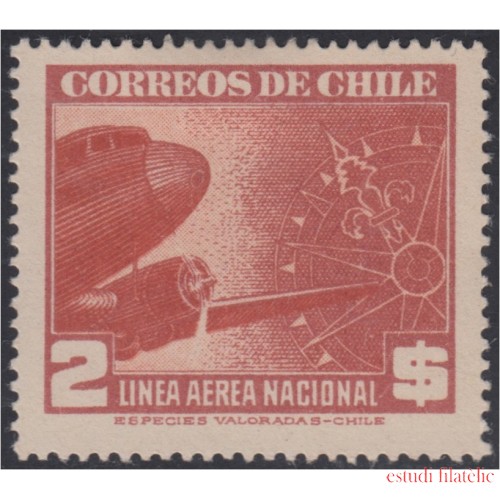Chile A- 85 1942/46 Serie antigua sin Filigrane Avión MH