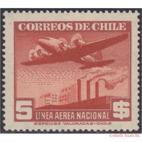 Chile A- 66 1941/42 Serie antigua Filigrane A  Avión MH