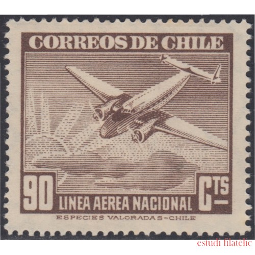 Chile A- 61 1941/42 Serie antigua Filigrane A  Avión MH