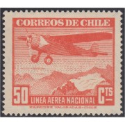 Chile A- 57 1941/42 Serie antigua Filigrane A  Avión MH