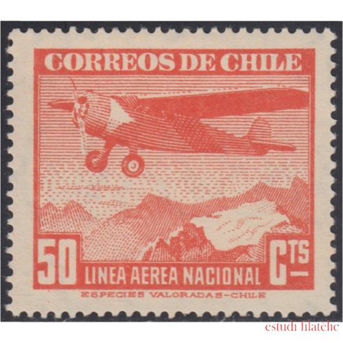 Chile A- 57 1941/42 Serie antigua Filigrane A  Avión MH