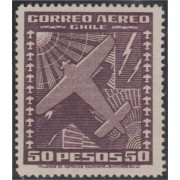 Chile A- 103B 1944/54 Tipos de 1934-38 Sin filigrane Avión MH Chile A- 103B 1944/54 Tipos de 1934-38 Sin filigrane Avión MH